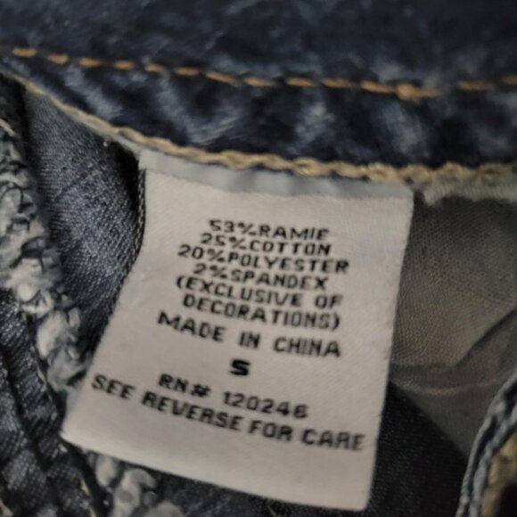 Wallflower Jeans Embellished Denim Junior 5 rhinestone embroidered distressed - Picture 8 of 9